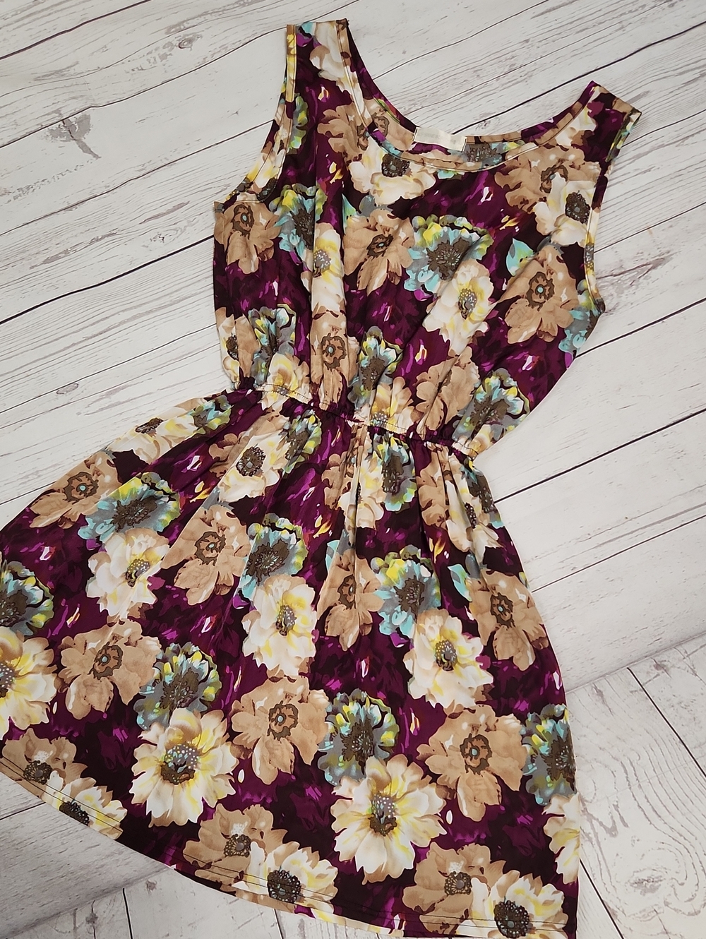 Vibrant Multi-Color Floral Scoop Neck Dress